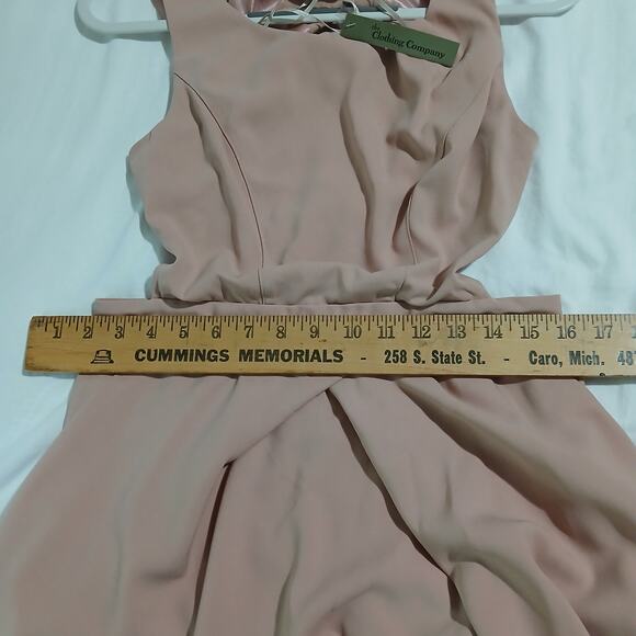NWT The Clothing Co L pnk peak-a-boo back sleeveless fit-n-flare covered buttons - Picture 12 of 14